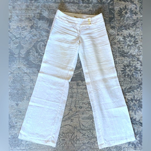 Michael Kors classic white linen pants, wide leg, mid rise. - Picture 1 of 3